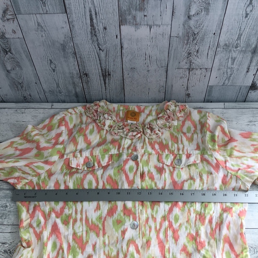 Ruby Rd. Linen Blend Geometric Jacket 18 - Picture 8 of 11